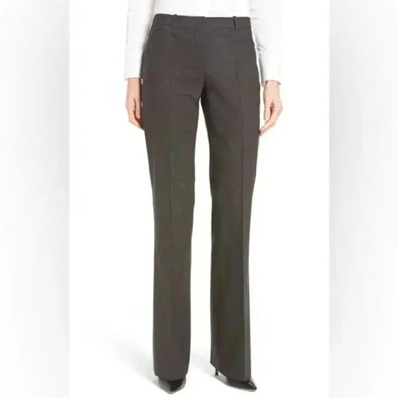 NWT Boss Tulea3 Tropical Stretch Wool Flare Trousers Charcoal size 12 - Picture 1 of 15